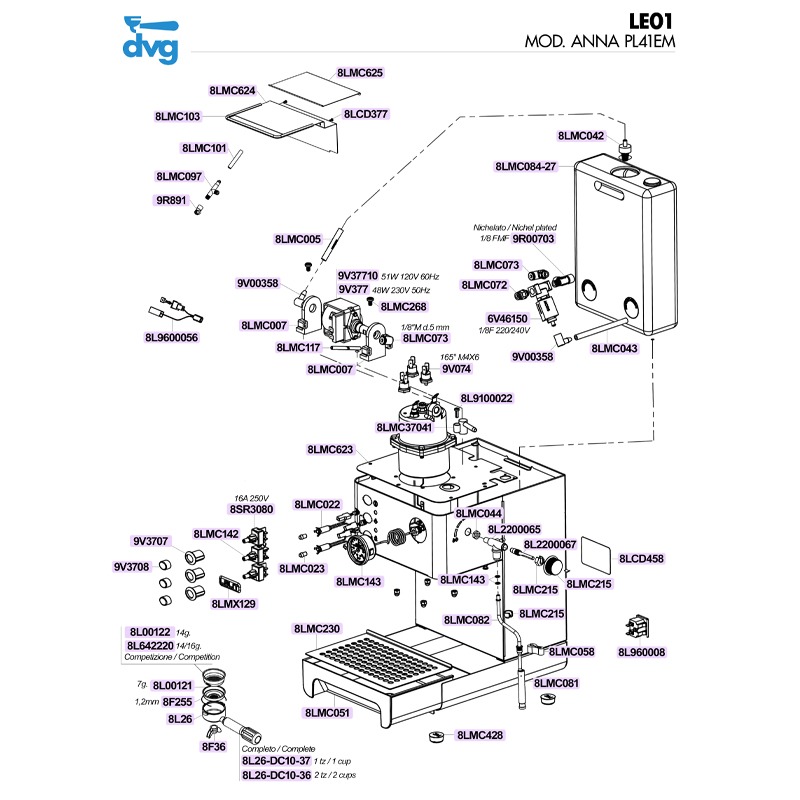 LELIT D.57MM PORTAFILTER BODY POLISHED Spare parts coffee machines